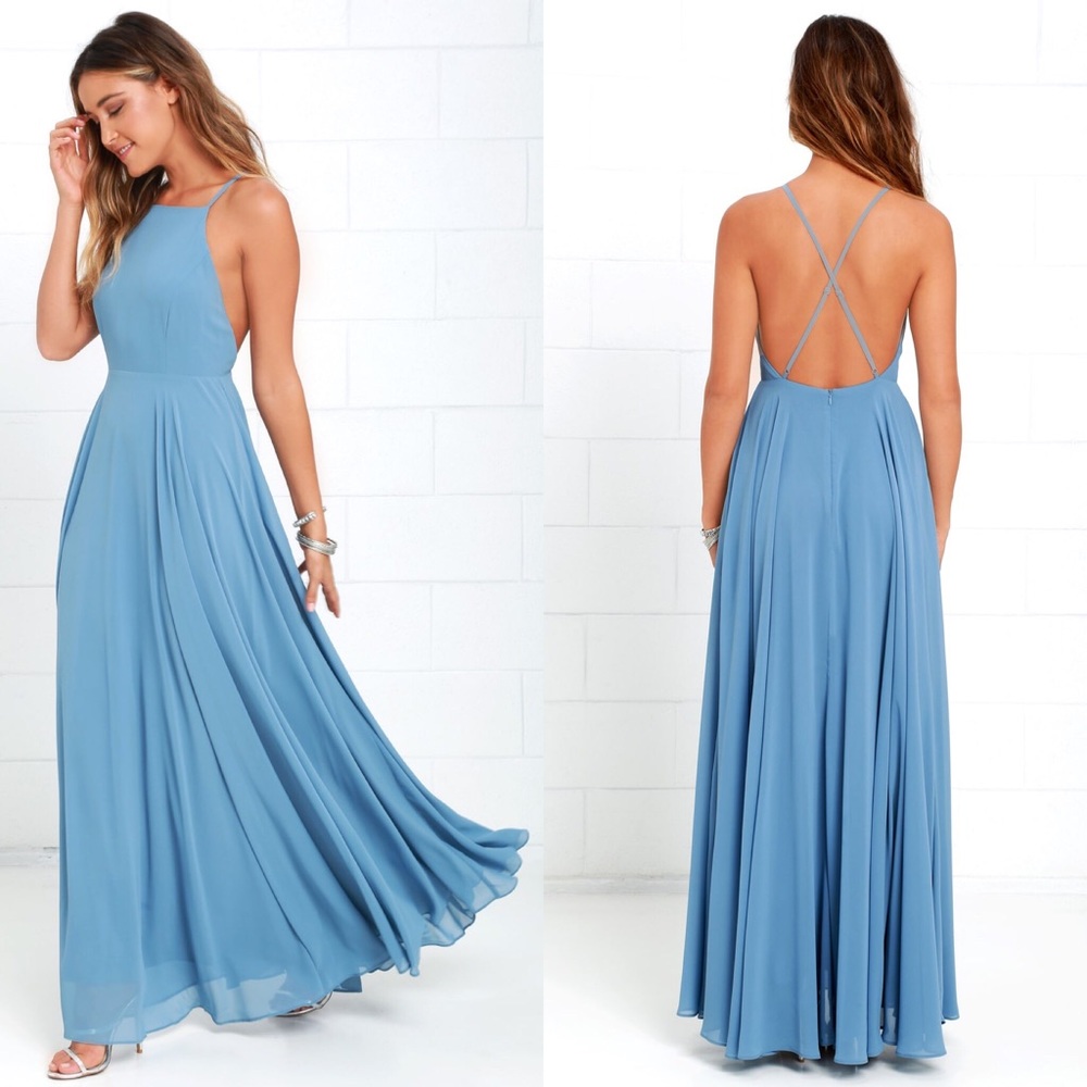 Lulus Mythical Kind of Love Slate Blue Dress